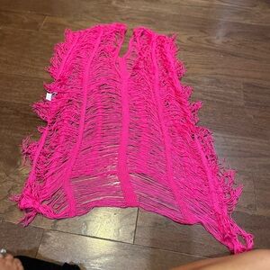 Skue Curve Pink Crochet Beach Dress, Beach Cover Up Size 1X